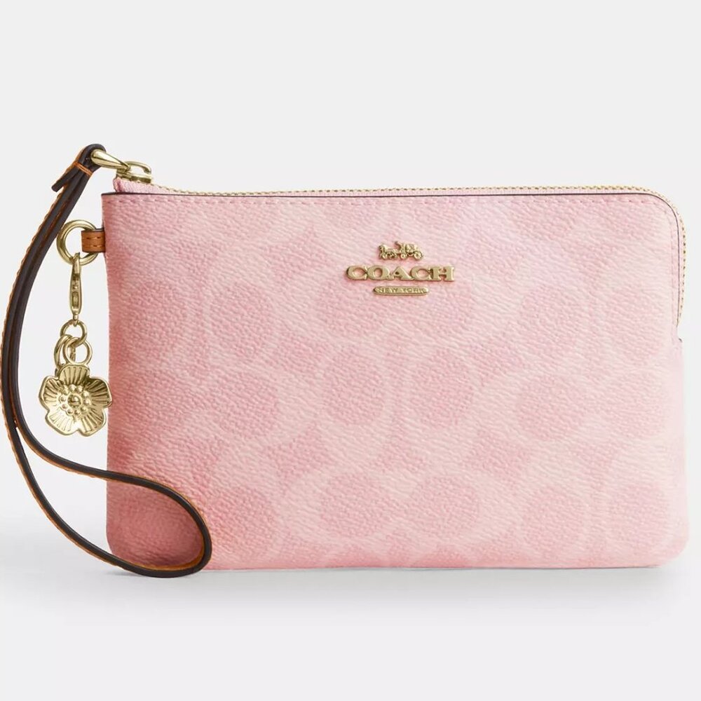 Corner Zip Wristlet In Signature Canvas